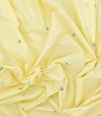 Light Yellow Handwoven Bengal Cotton Saree With Diamond Buttas-BG1532