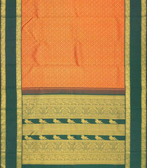 Red Handloom Korvai Kanchipuram Silk Saree With Annam Motifs-KA13443