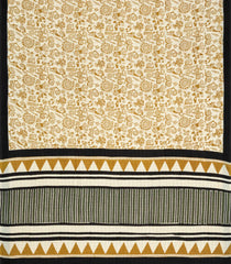 Cream Printed Jaipur Cotton Saree With Floral Motifs-JC1880