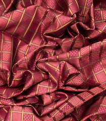 Crimson Handloom Kanchipuram Natural Dyed Silk Saree  with Meena Zari Checks