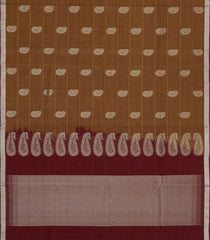 Oil Mustard Handloom Village Cotton Saree With Buttas-VC1639