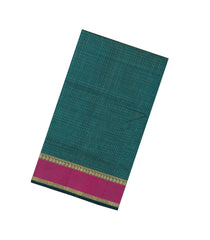 Sea Green Handloom Kanchi Cotton Saree With Silk Border-KC1802
