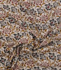 Grey Printed Kalamkari Cotton Saree -KAL1247