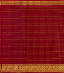 Black Handloom Gadwal Silk Cotton Saree With Checks & Buttas-GA0362