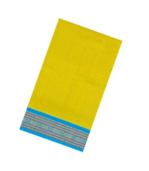Lime Green Handloom Korvai Silk Cotton Saree With Contrast Border-SC4504
