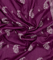 Burgundy Printed Synthetic Dola Silk Saree With Motifs & Zari Stripes-SY0434