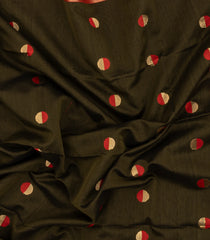 Dark Olive Handloom Maheswari Silk Cotton Saree With Buttas-SC4183