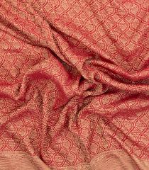 Red Woven Mysore Silk Saree With Floral Motifs-MS3521