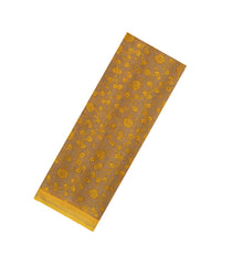 Mustard Printed Chanderi Cotton Saree With Floral Motifs-CC1740