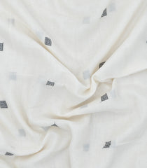 White Handloom Bengal Cotton Saree With Buttas-BG1613
