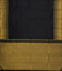 Black Handloom Korvai Kanchipuram Silk Saree With Combtooth Border-KA16689