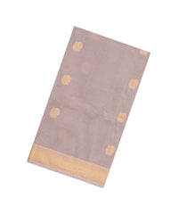 Taupe Handloom Village Cotton Saree With Buttas-VC1604