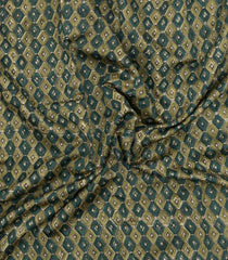 Green Printed Chanderi Cotton Saree With Zari Border-CC1599