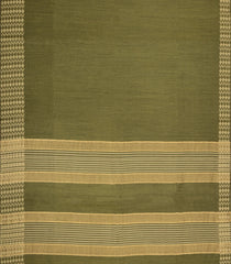 Olive Green Woven Tussar Silk Saree With Thread work Border-TU3519