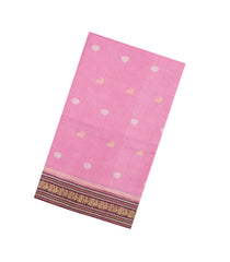 Bubblegum Pink Woven Blended Viscose Saree With Zari Checks & Buttas-BL5540