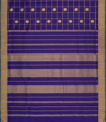 Violet Handloom Kanchipuram 9 Yards Silk Saree With Zari Checks-KA15414