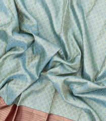 Turquoise Handloom Kanchipuram Silk Saree With Meena Floral Motifs-KA14750