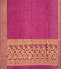 BubbleGum Pink Woven Synthetic Dola Silk Saree With Floral Motifs In Zari Border-BL4429