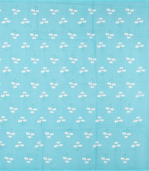 Turquoise Printed Synthetic Linen Saree With Floral Motifs-SY0055