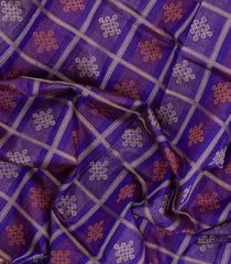 Purple Handloom Silk Cotton Saree With Checks-SC4293