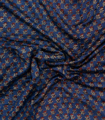 Blue Printed Chanderi Cotton Saree With Zari Border-CC1570