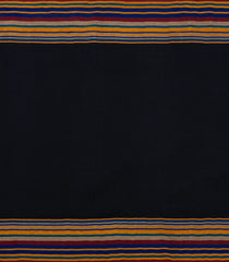 Black Handwoven Bengal Cotton Saree With Stripes Border-BG1501