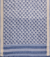 Grey Printed Chanderi Cotton Saree With Floral Motifs-CC1439