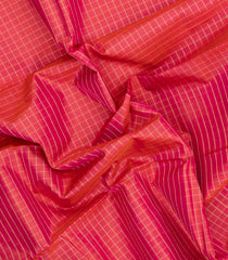Peach Handloom Kanchipuram Silk Saree With Zari Checks-KA16150