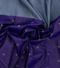 Grey & Purple Handloom Kanchipuram Silk Saree With Checks & Buttas-KA15141