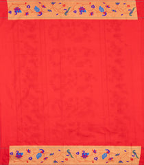 Red Handloom Paithani Silk Saree With Meena Border & Pallu-PA1127