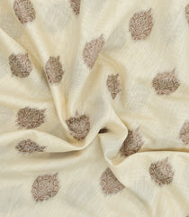 Cream Woven Art Linen Saree With Zari Border-BL5631