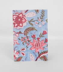 Light Blue 9 X 6 Inch Bagru Dabu Block Printed 96 Page Handmade Notebook-ACS1004