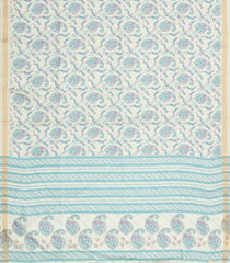Cream Printed Synthetic Kotha Silk Saree With Zari Border-SY0029