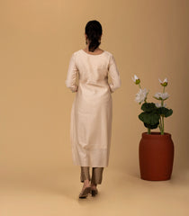 Beige Floral Embroidered Kurta-KR0868