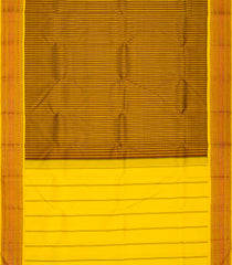 Oil Mustard Handloom Kanchipuram Silk Saree With Stripes