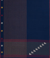 Navy Blue Handwoven Bengal Cotton Saree With Floral Buttas-BG1479