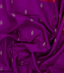 Purple Handloom Soft Silk Saree With Floral Buttas & Contrast Border-SO4536