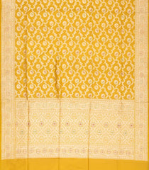 Mustard Handloom Banarasi Silk Saree With Meena Floral Motifs-BE1428