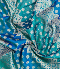 Cyan & Blue Handloom Kanchipuram Bridal Silk Saree With Annam Zari Motifs-KA16291
