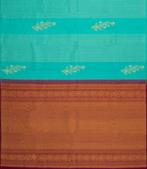 Turquoise Handloom Kanchipuram Silk Saree With Contrast Pallu-KA14134