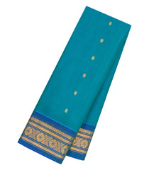 Turquoise Handloom Gadwal Silk Cotton Saree With Buttas-GA0379