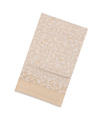 Taupe Handloom Banarasi Organza Silk Saree With Floral Vine Motifs-BE1880