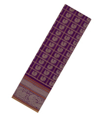 Purple Handloom Kanchi Cotton Saree With Checks & Buttas-KC1697