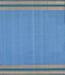 Blue Handloom Silk Cotton Saree With Zari Buttas & Contrast Border-SC4807