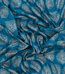 Cyan Printed Synthetics Dola Silk Saree With Floral Motifs-BL5194