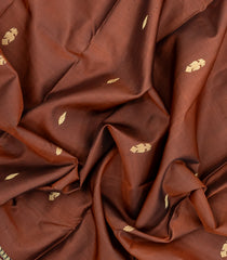Rust Handloom Kanchipuram Silk Saree With Gandaberunda Buttas-KA15666