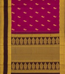 Magenta Woven Kanchipuram Silk Saree With Peacock Buttas-KA14239