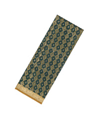 Green Printed Chanderi Cotton Saree With Zari Border-CC1599
