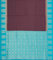 Dark Brown Woven Blended Aura Saree With Zari Stripes & Zari Border-BL5794