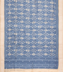 Grey Printed Tussar Silk Saree With Floral Motifs-TU3667